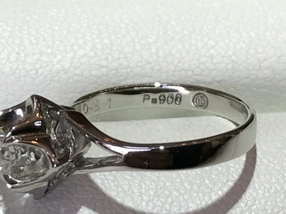 Pm900と刻印のある指輪のサイズ直し。こんなに綺麗に！古いジュエリー 